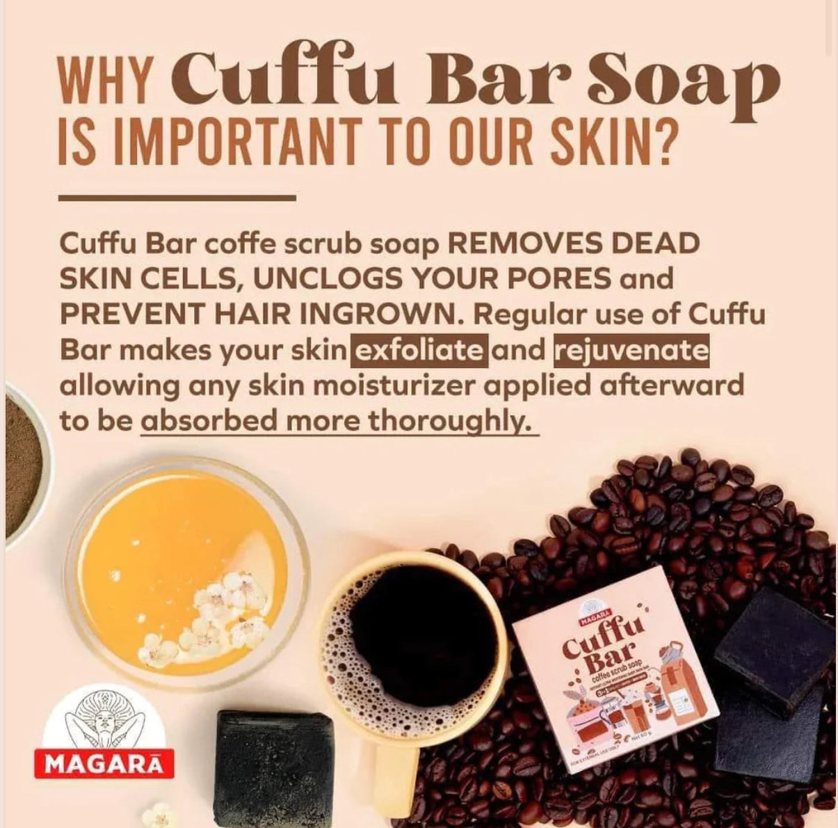 Cuffu Bar Coffee Scrub Soap by Magara Skin | 60g