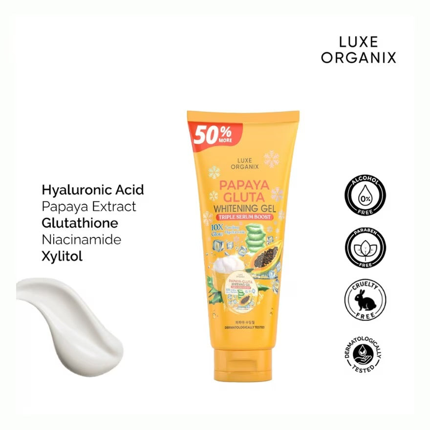 LUXE ORGANIX Papaya Gluta Whitening Gel Triple Serum Boost 300ml