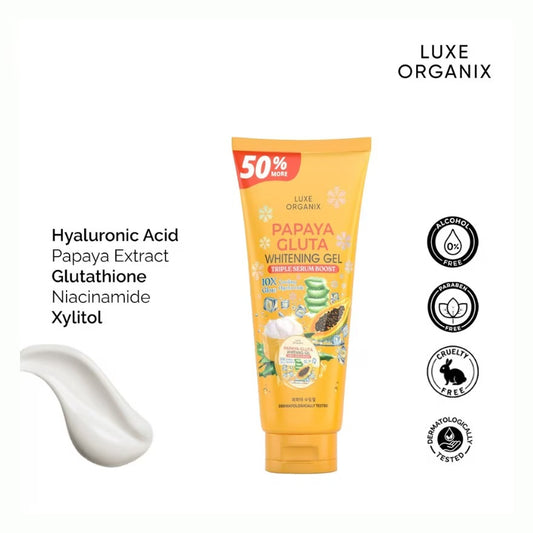 LUXE ORGANIX Papaya Gluta Whitening Gel Triple Serum Boost 300ml