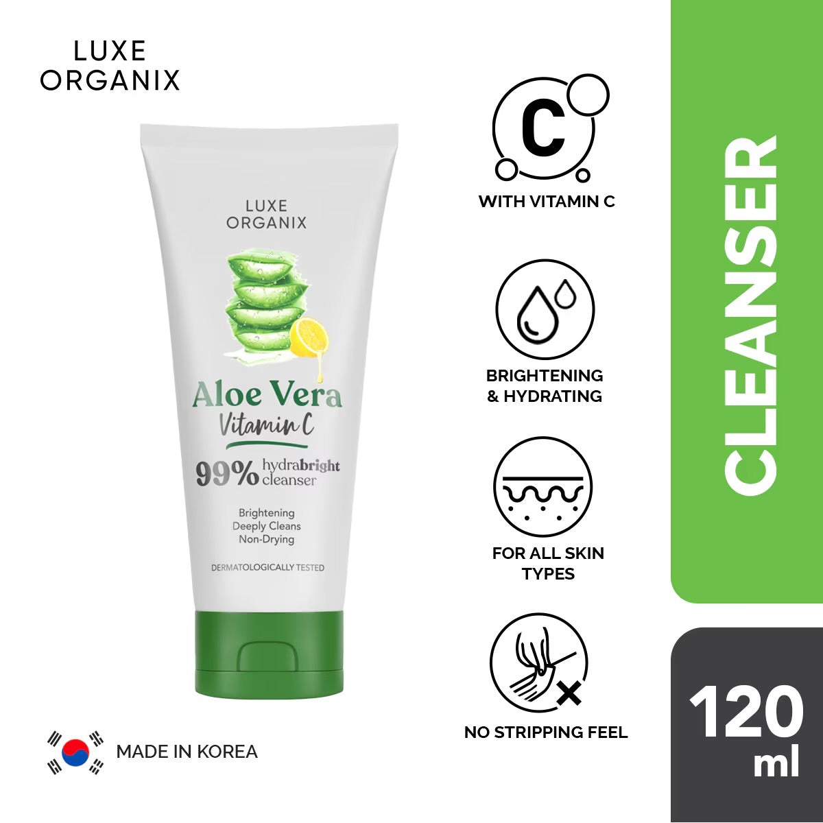 Luxe Organix 99% Aloe Vera Vitamin C Hydrabright Cleanser 120ml