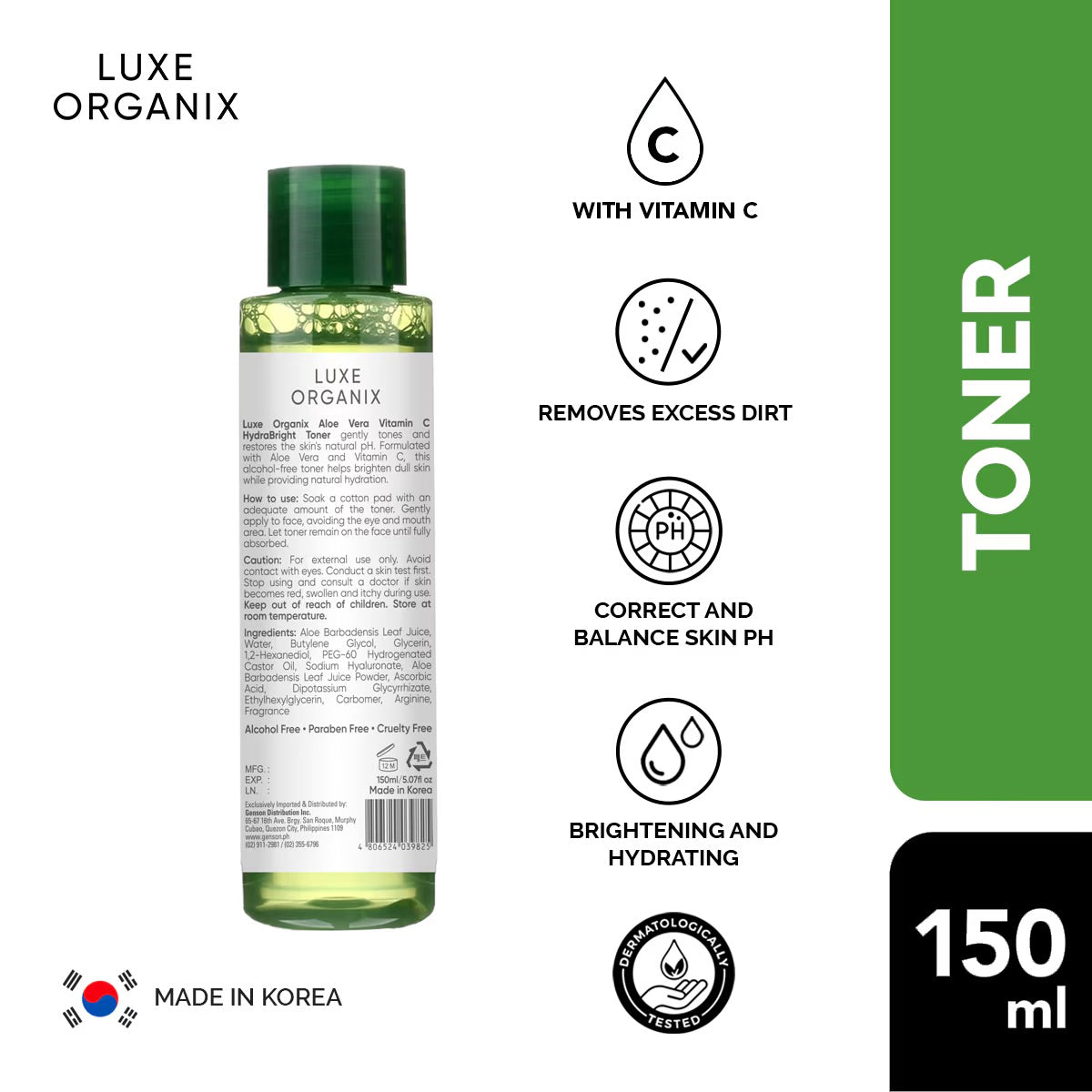 Luxe Organix 98% Aloe Vera Vitamin C Hydrabright Toner 150ml