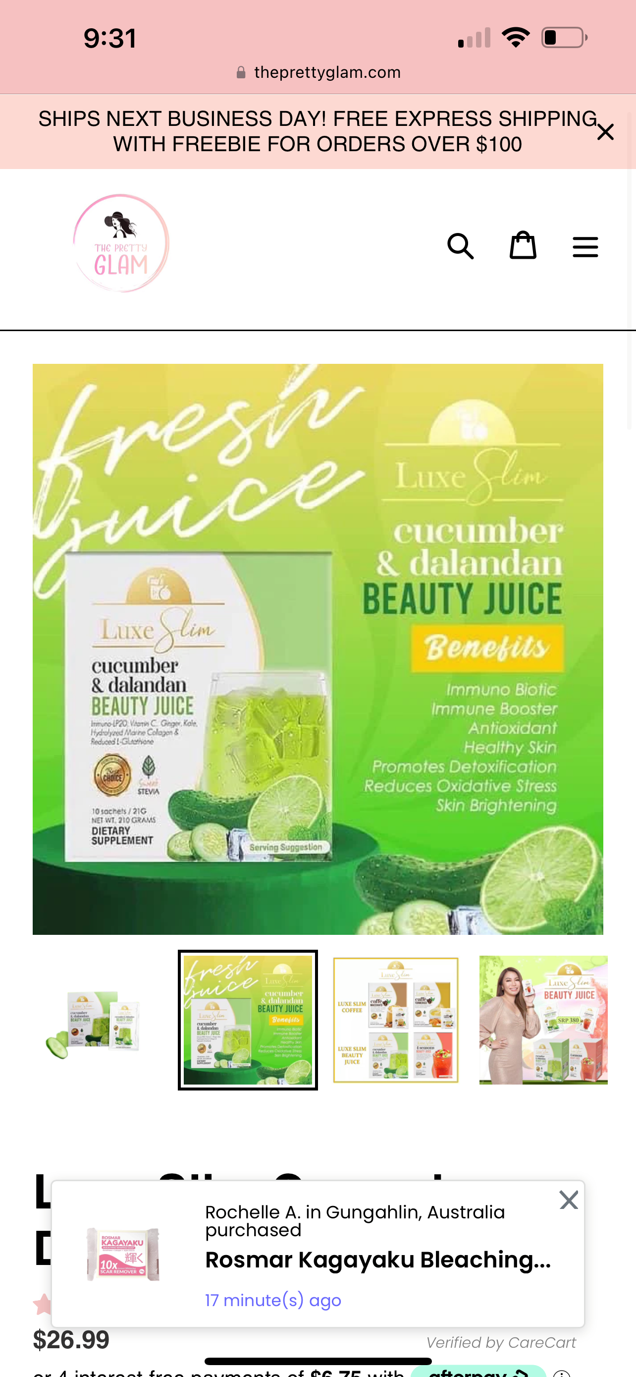 Luxe Slim Cucumber Dalandan Beauty Juice (10sachets)